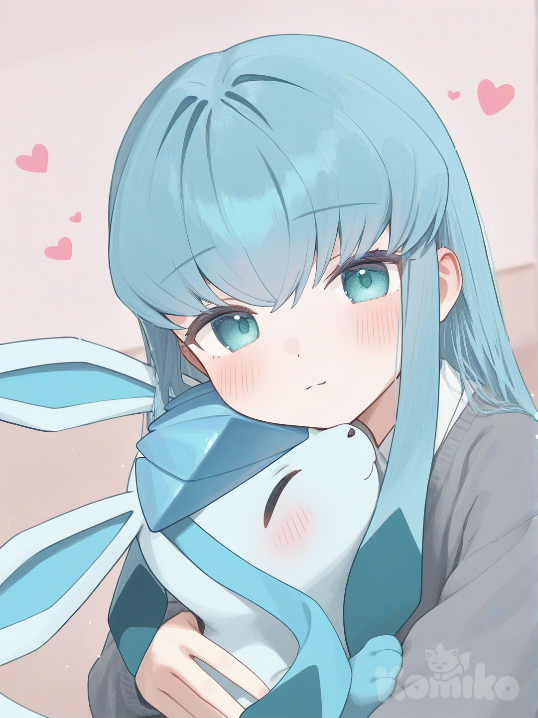 girl hugging glaceon