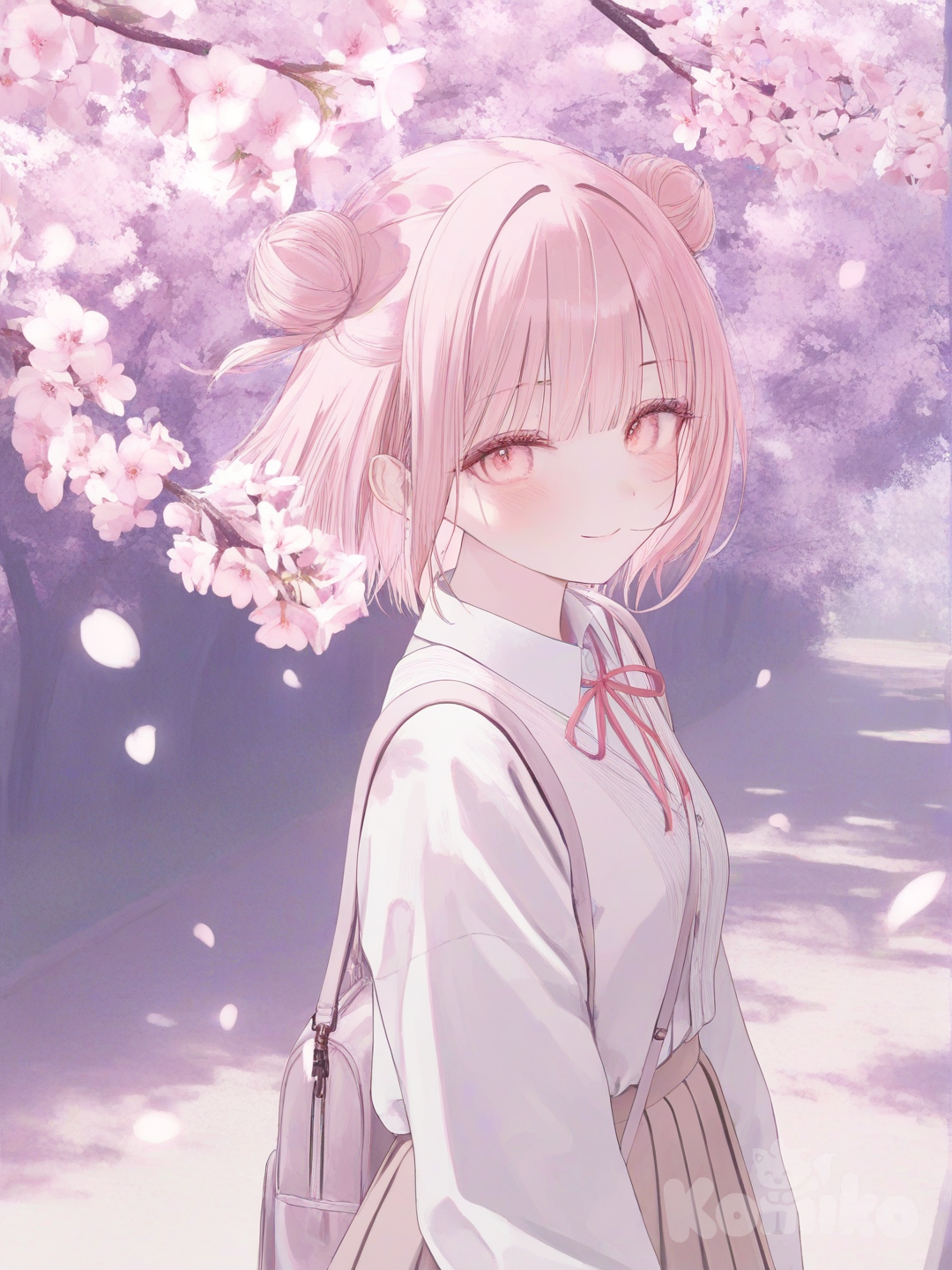 walking under the sakura trees