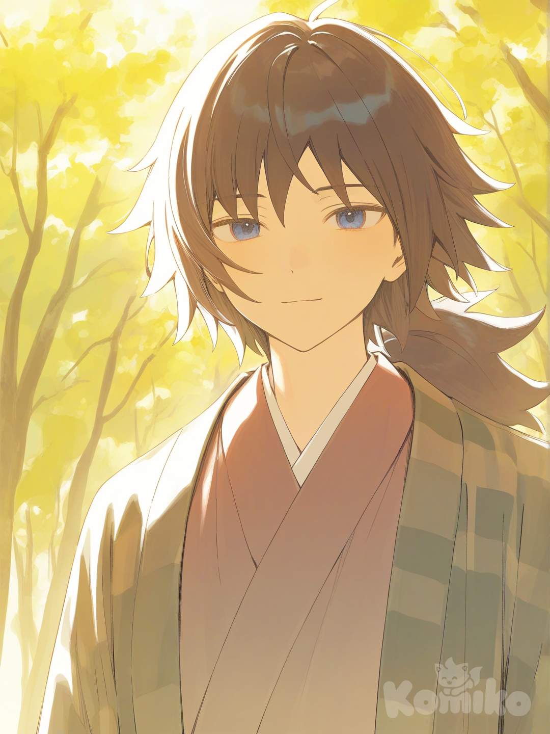 giyu daytime forest selfie 