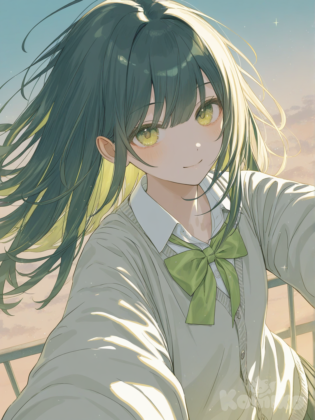 sunset on a balcony