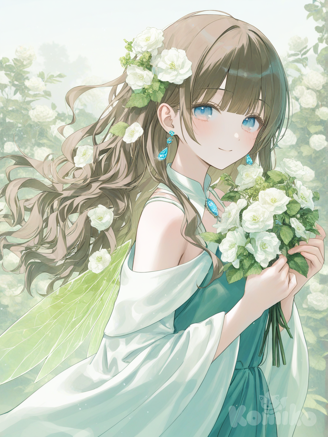fairy walking through the garden