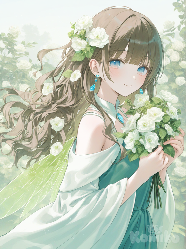 fairy walking through the garden
