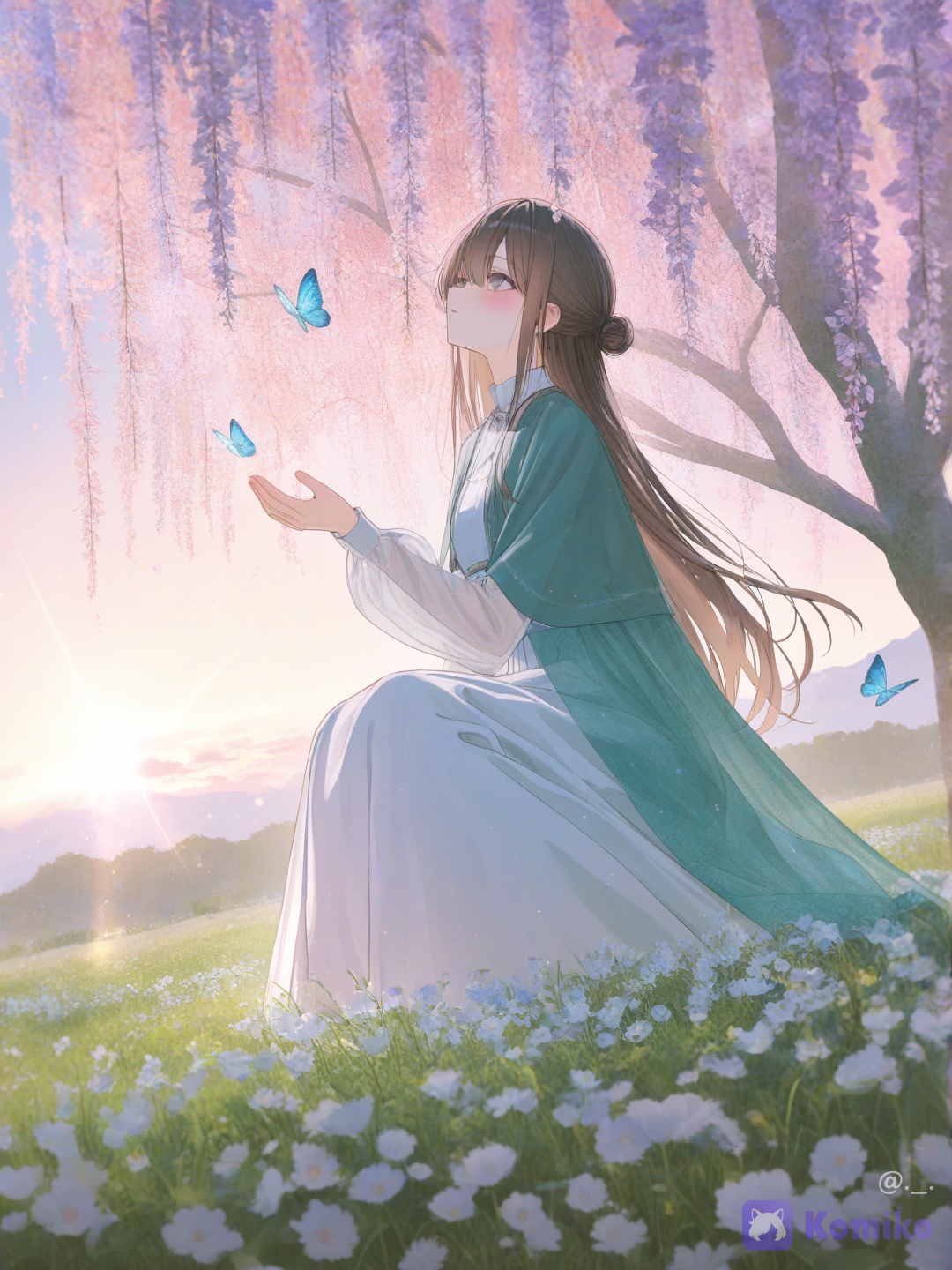 sunset under the wisteria tree 