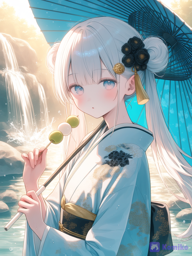eating near the waterfall