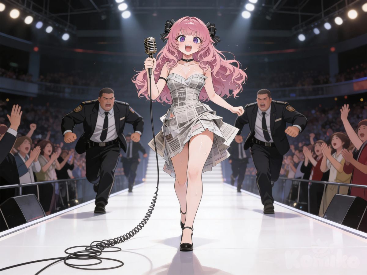 Singing in a fashion show