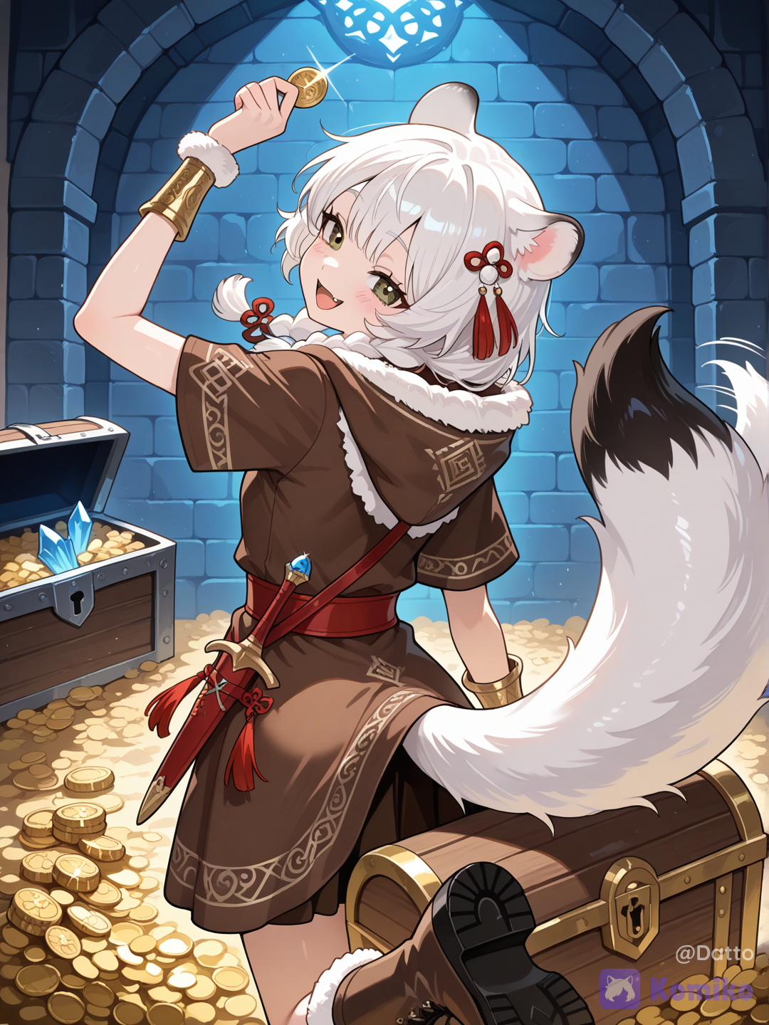 "Hehe~! Look what I found~?" (What do you see? )