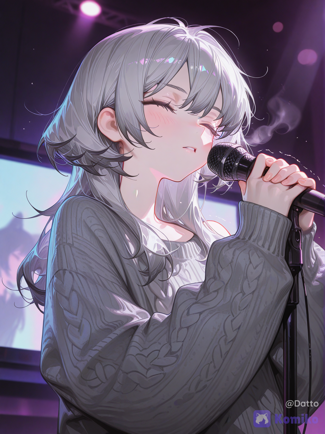 Aris is singing (she's shaking so much!).