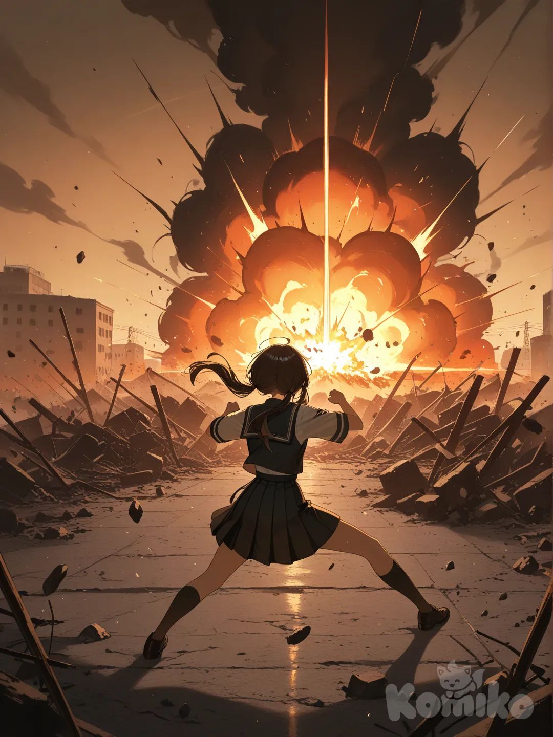 girl exploding the world