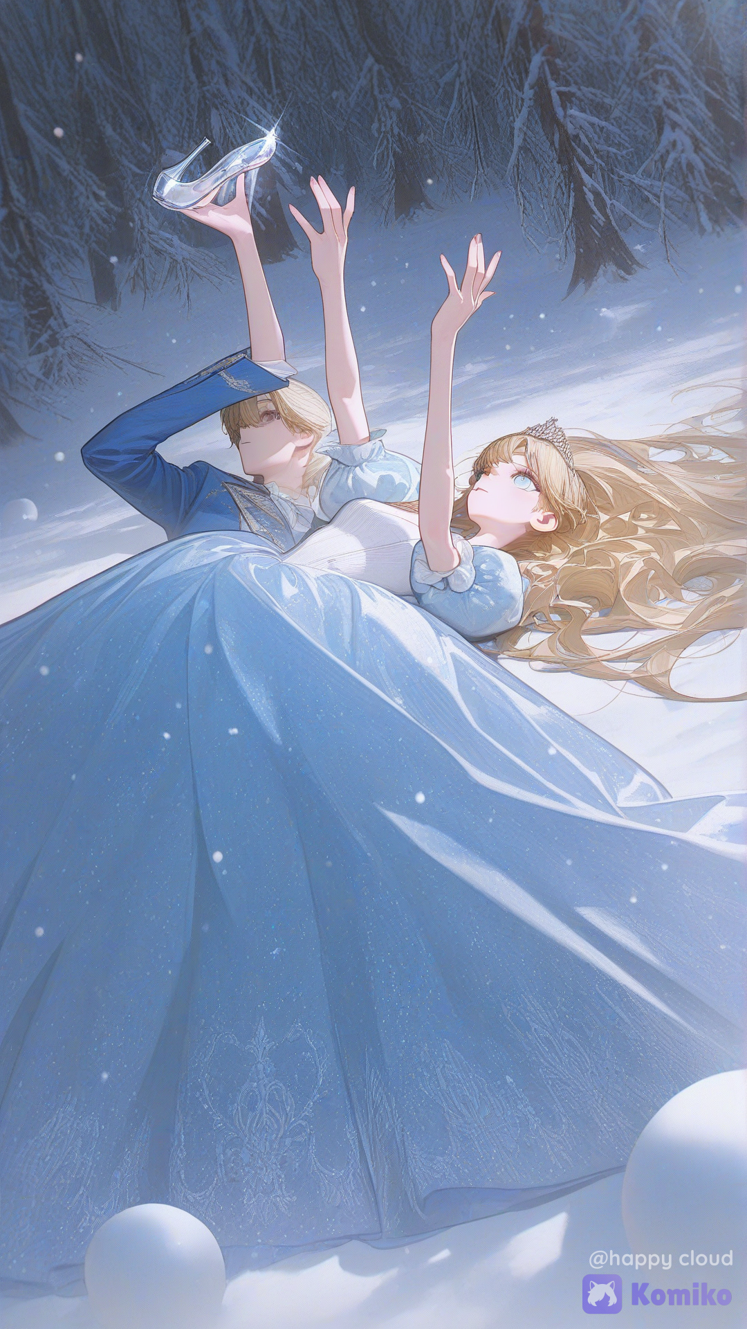 Cinderella in frozen forest.