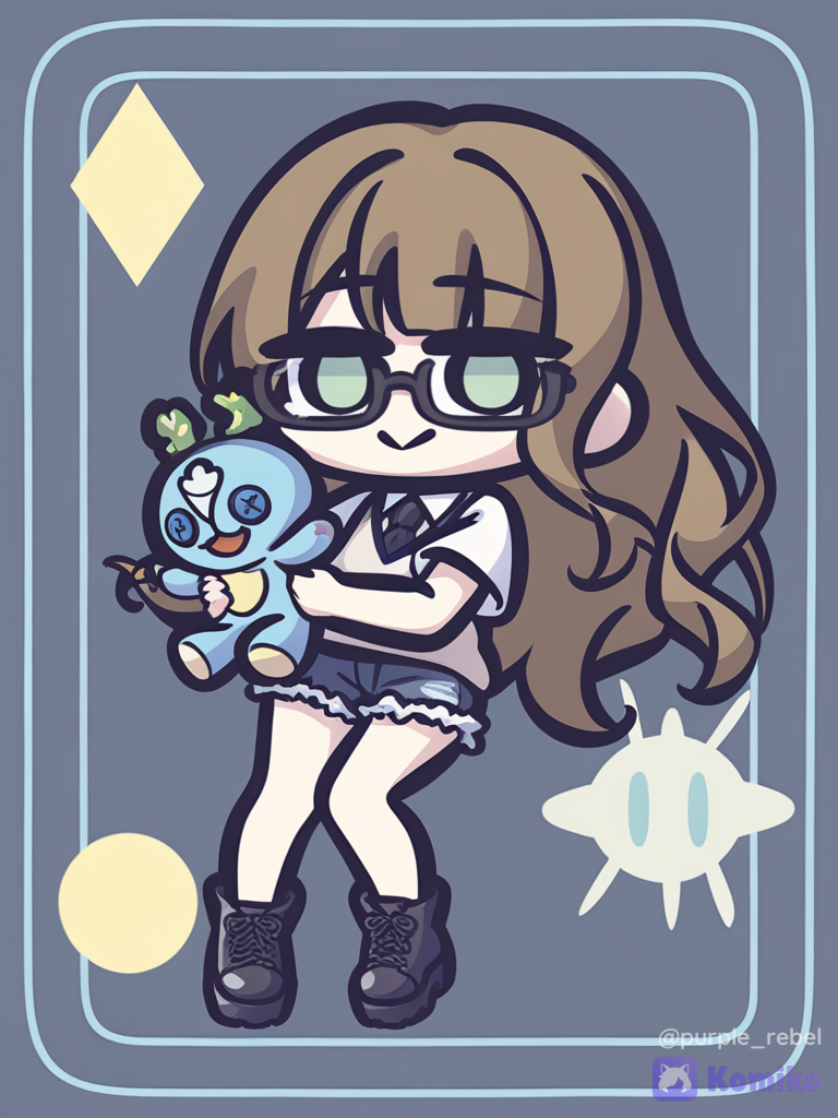 Garotinha fofa com plushie azul! 🥺✨