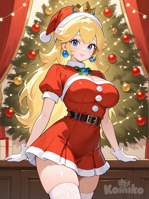 Peach está lista para una noche navideña.
