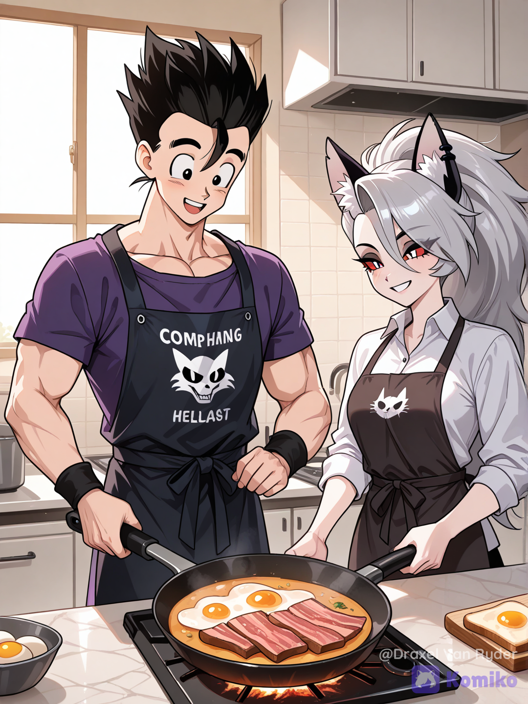 Gohan y Loona, preparando el desayuno