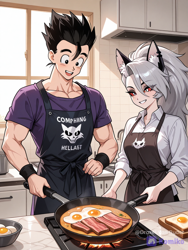 Gohan y Loona, preparando el desayuno