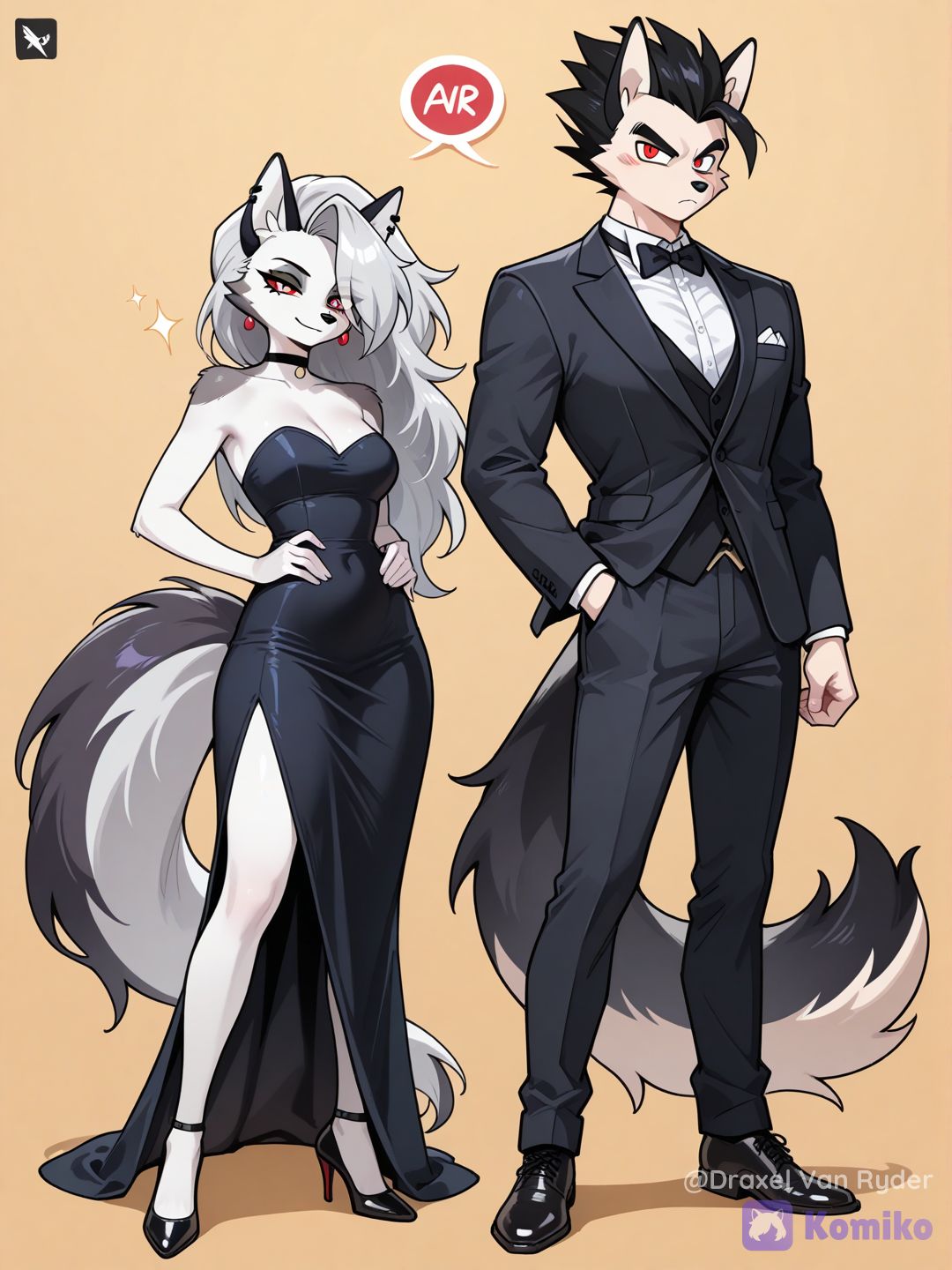 Gohan y Loona elegantes.
