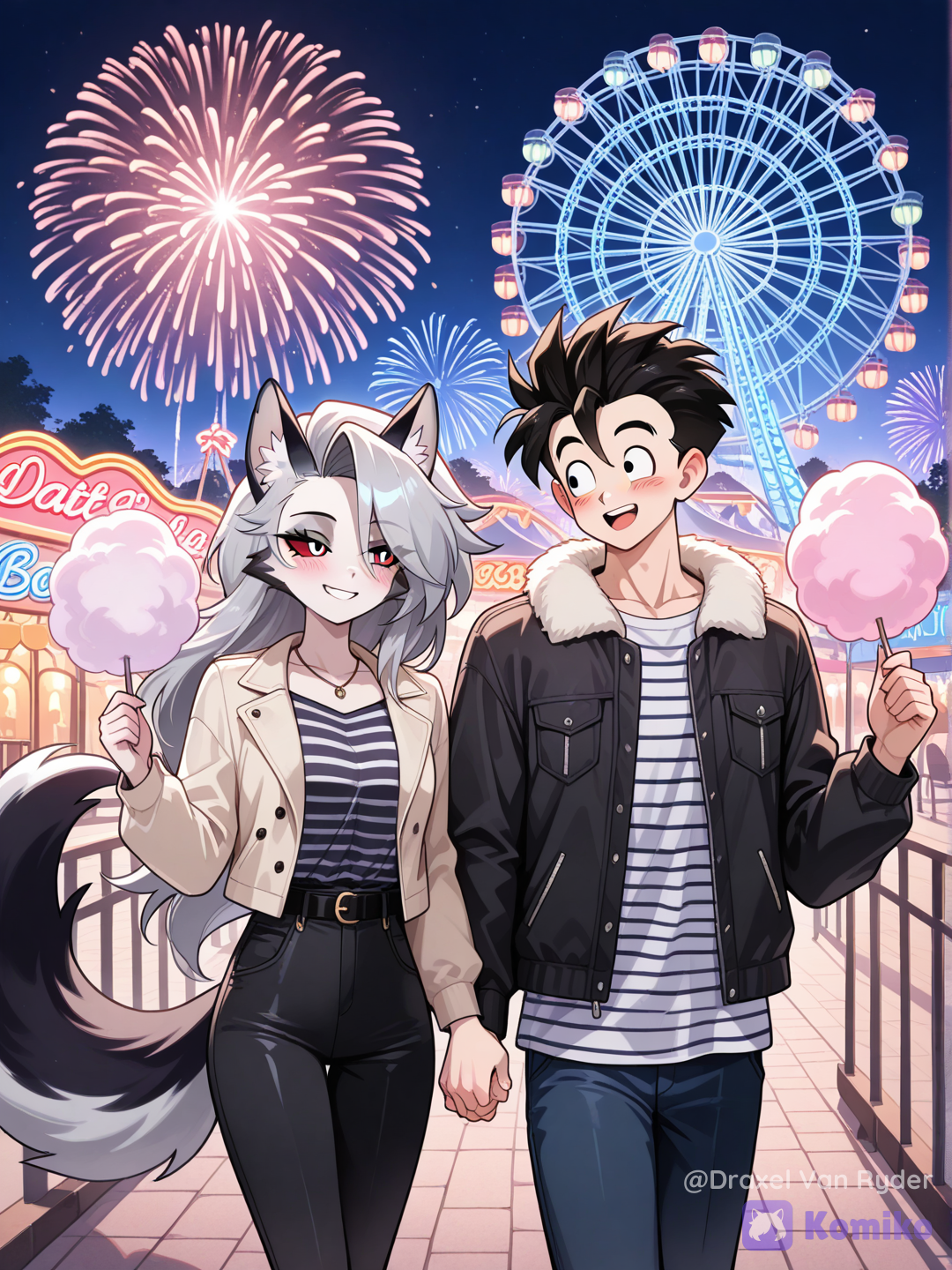 Gohan y Loona en el parque de diversiones