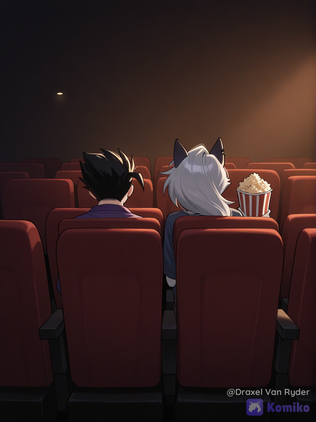 Gohan y Loona disfrutando de una película en el cine