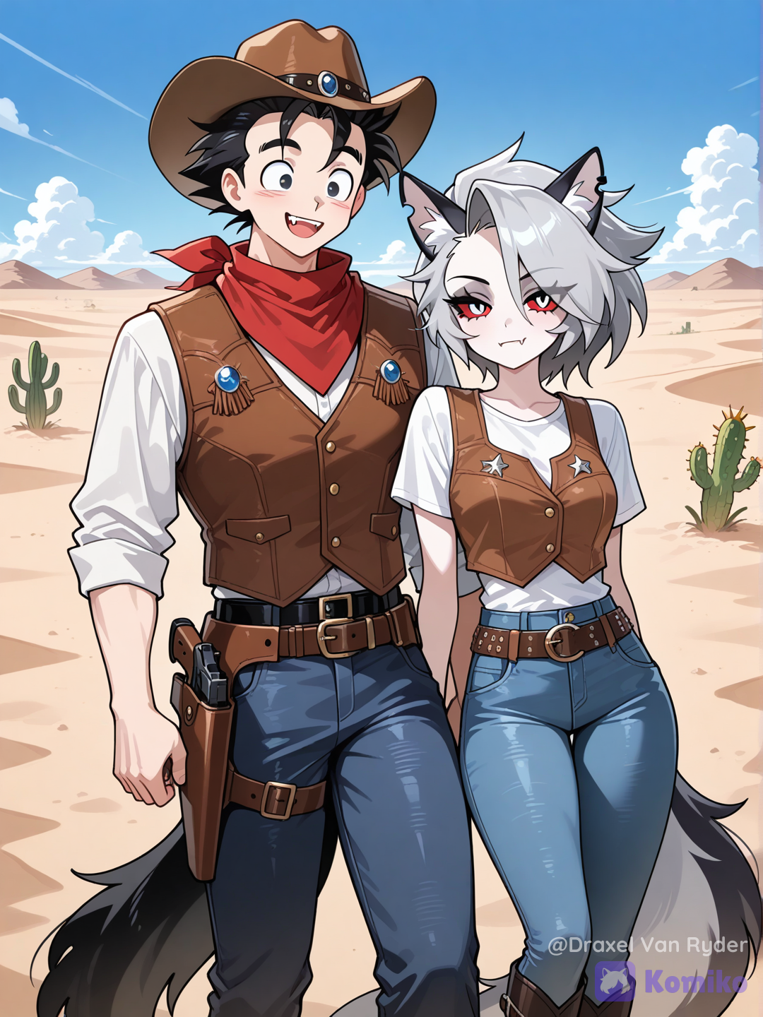 Gohan y Loona en el salvaje oeste