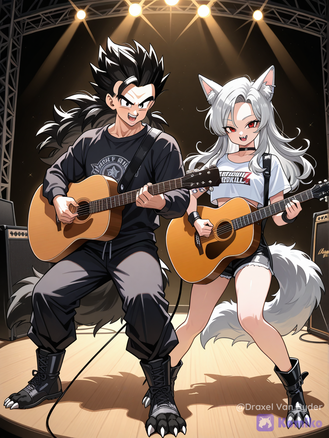 Gohan y Loona, practicando con la guitarra