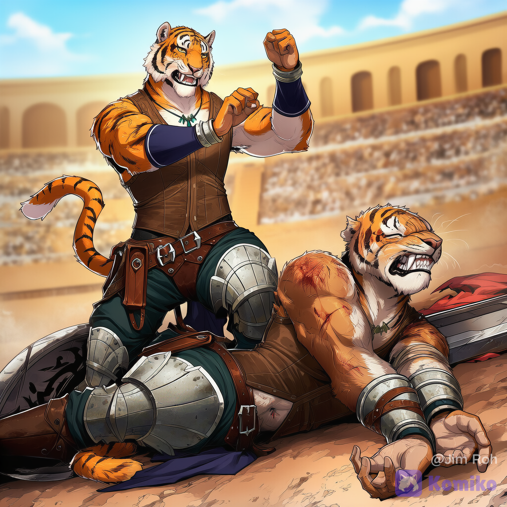 Tabaxi Gladiator defeats an Opponent in the Arena