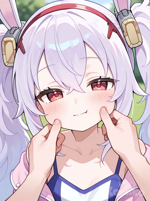 @Laffey_(Azur_Lane), face pinching, blurred background
