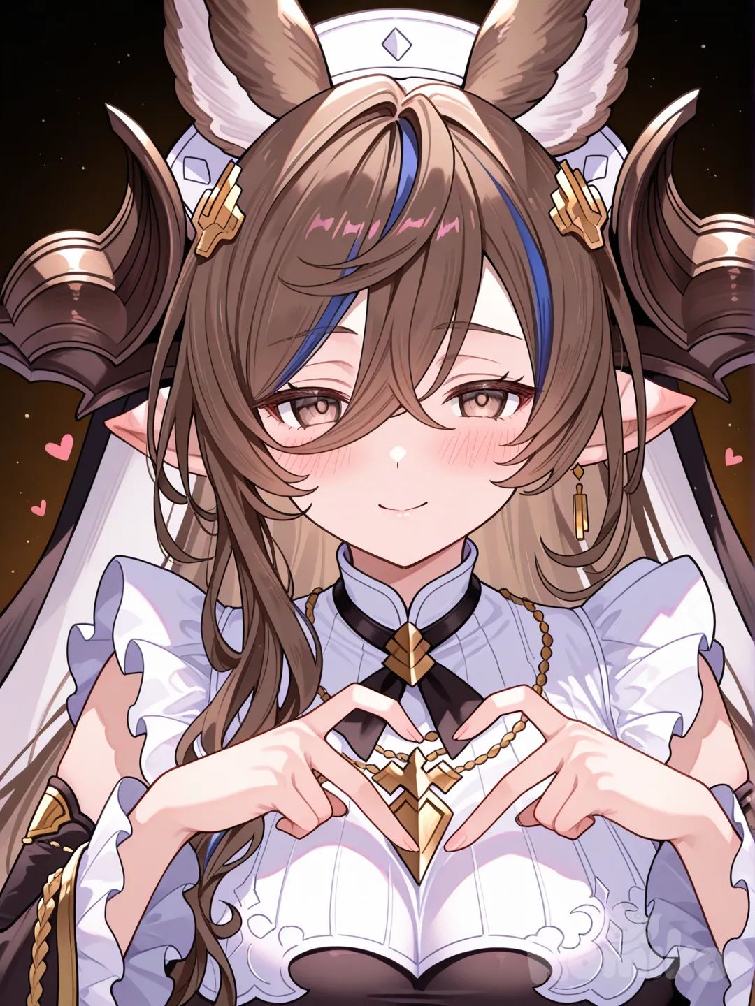 @Galleon_(Granblue_Fantasy), heart hands, blush, looking at viewer