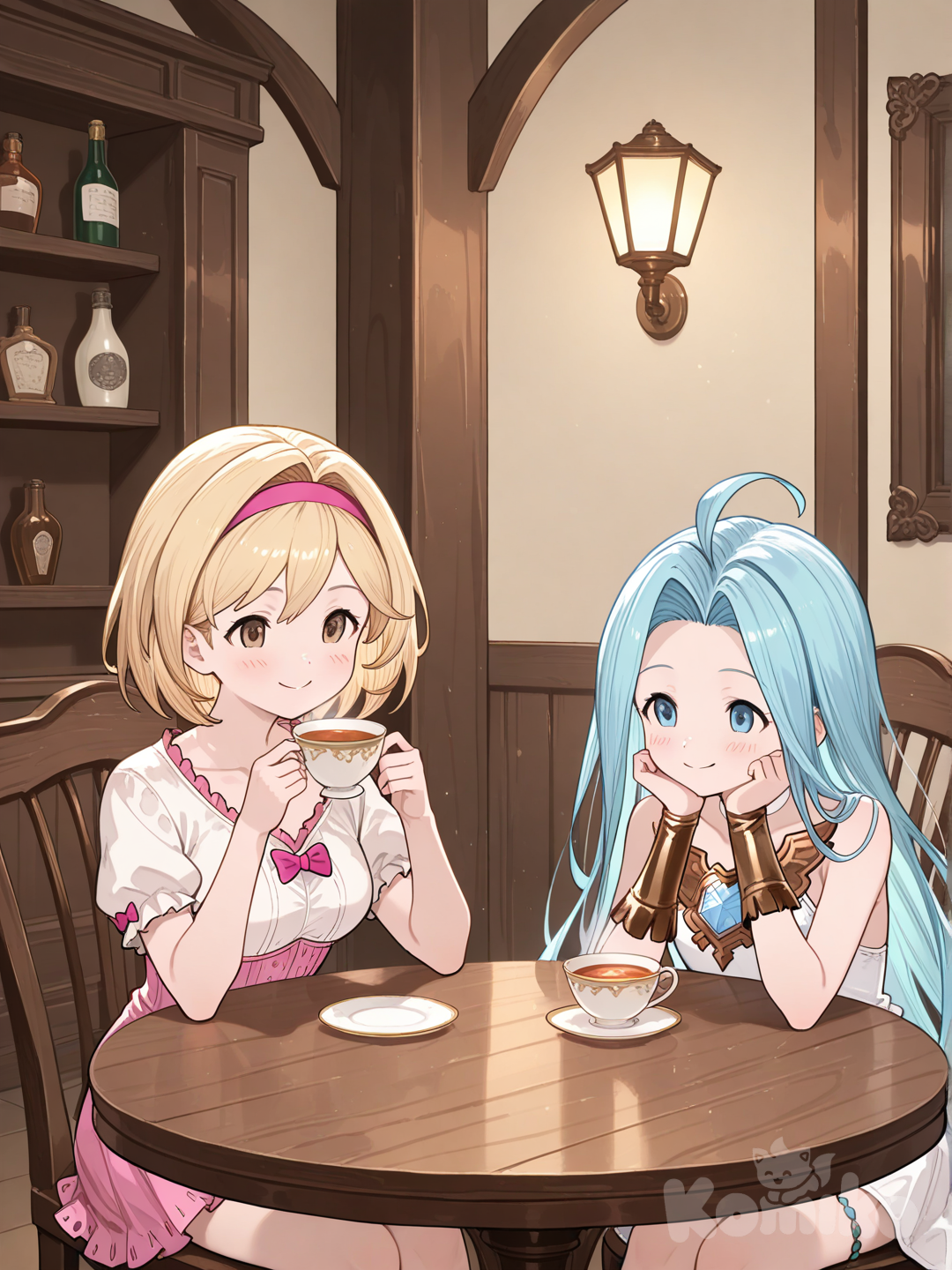 Djeeta and Lyria having a tea time