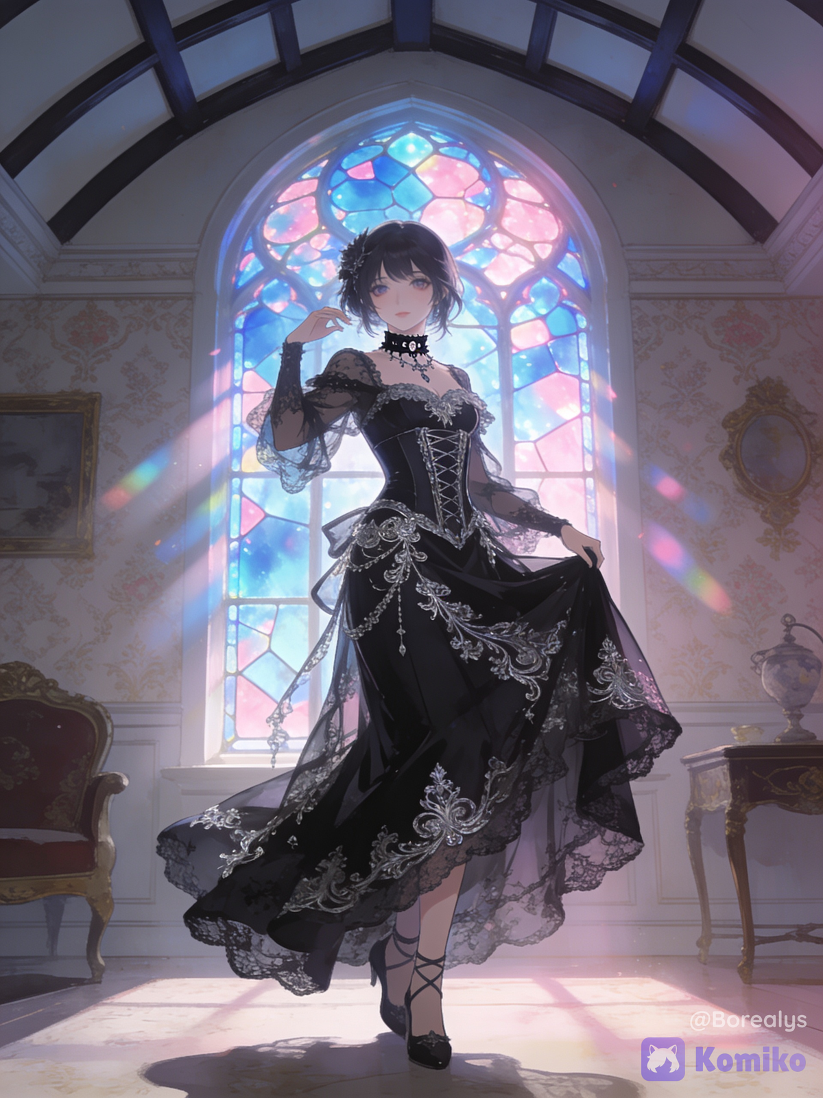 ヴィクトリア朝ゴシックドレスを着た少女