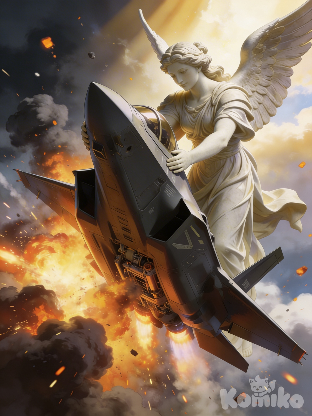 Victory embracing the plane