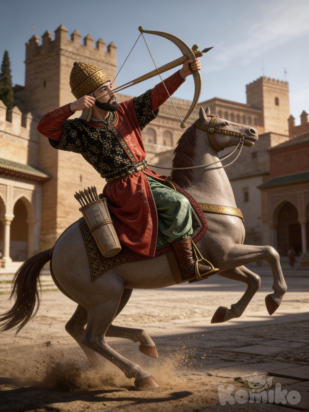 Mounted crossbowman with confused weapon