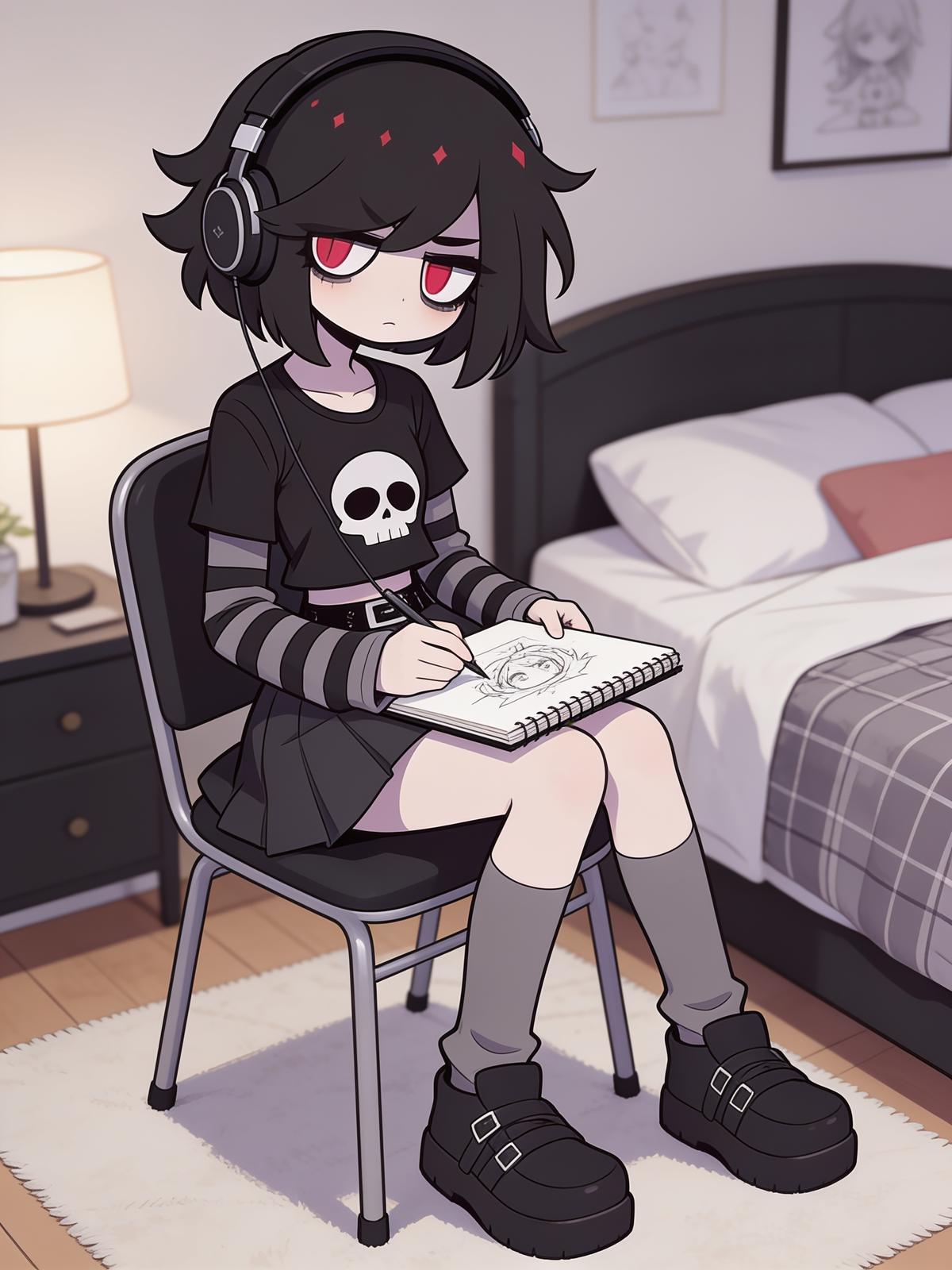 Sali dibujando con vibe emo ♡