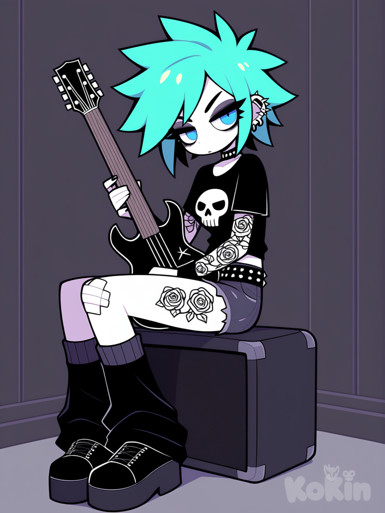 Stella y su guitarra rockera 🎸💙