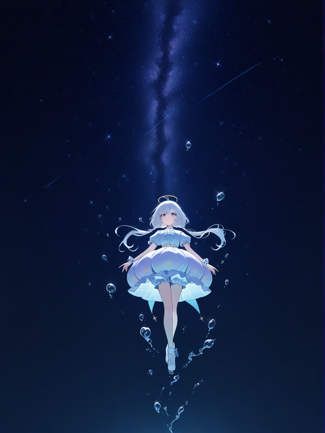 bubble skirt, air bubble, night