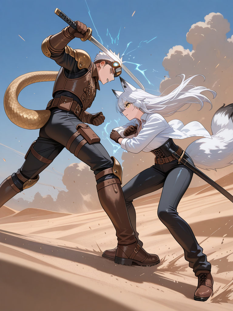 Desert Sword Clash! 🦊⚔️✨