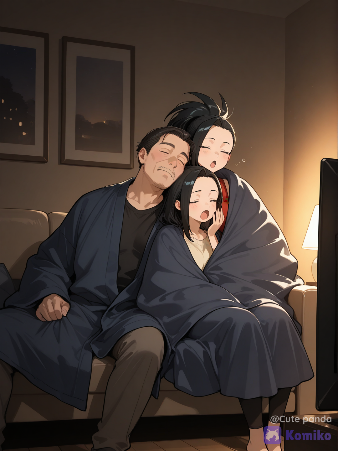 Momo and her dad and her little sister