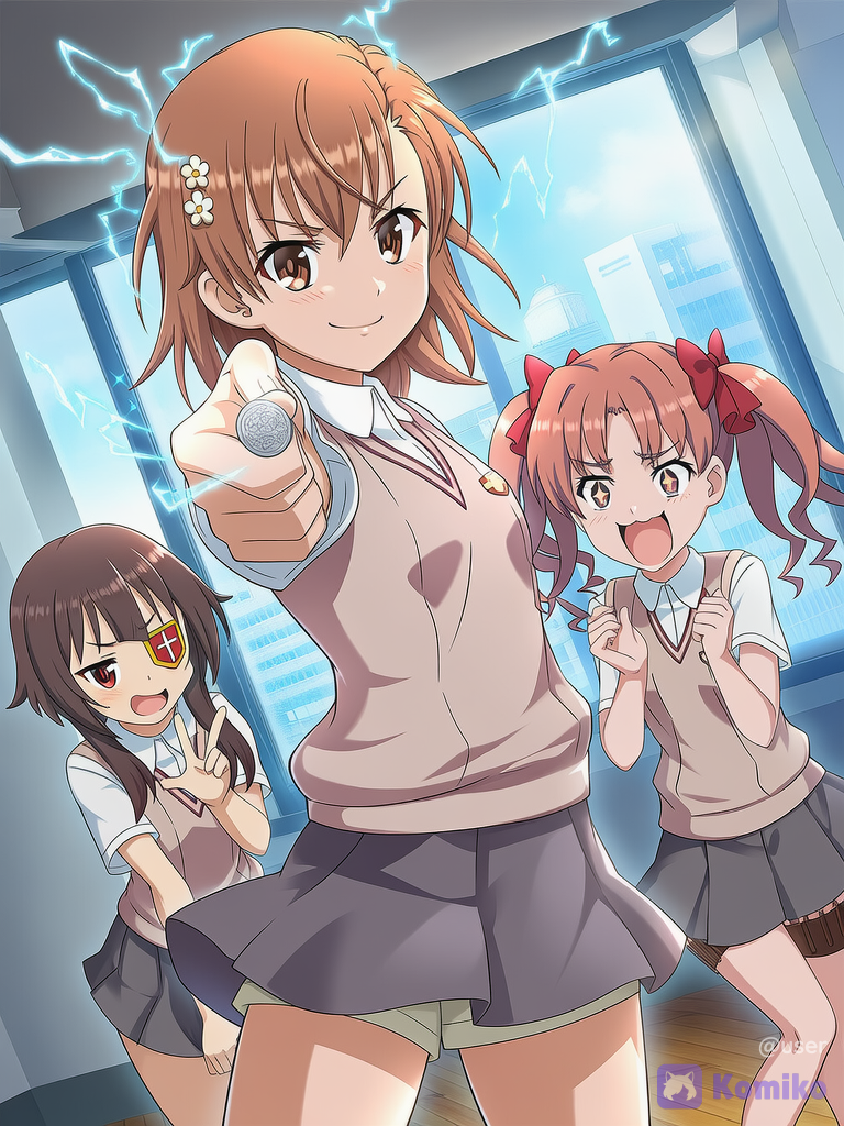 megumin and  mikoto misaka with kuroko