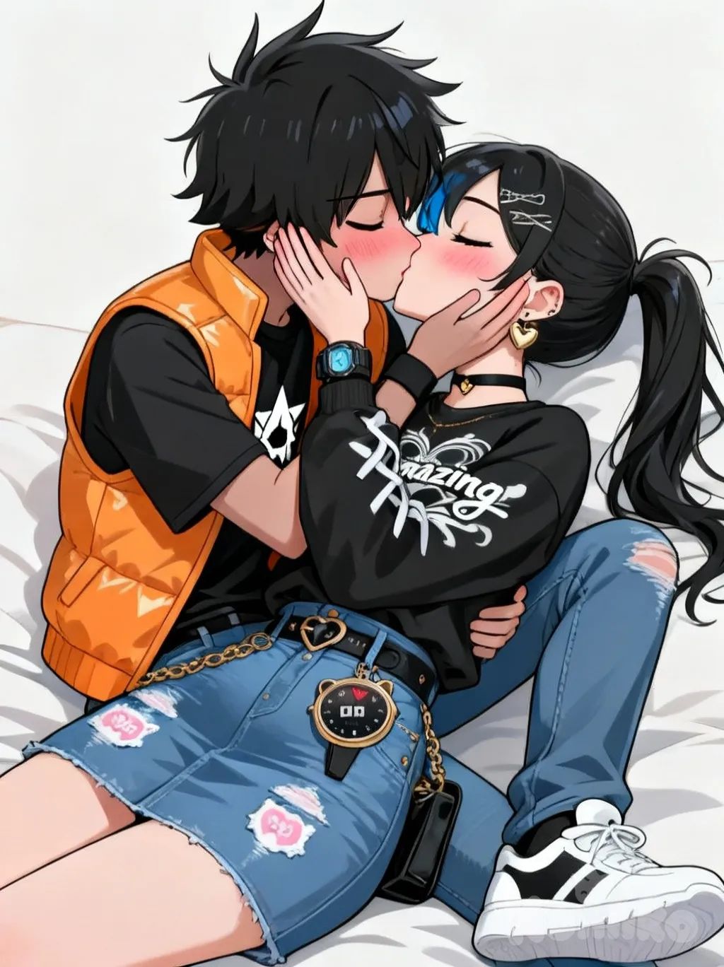 AI Art: @yuki-kwQT, @mei-80K9, kissing, hands o | KomikoAI