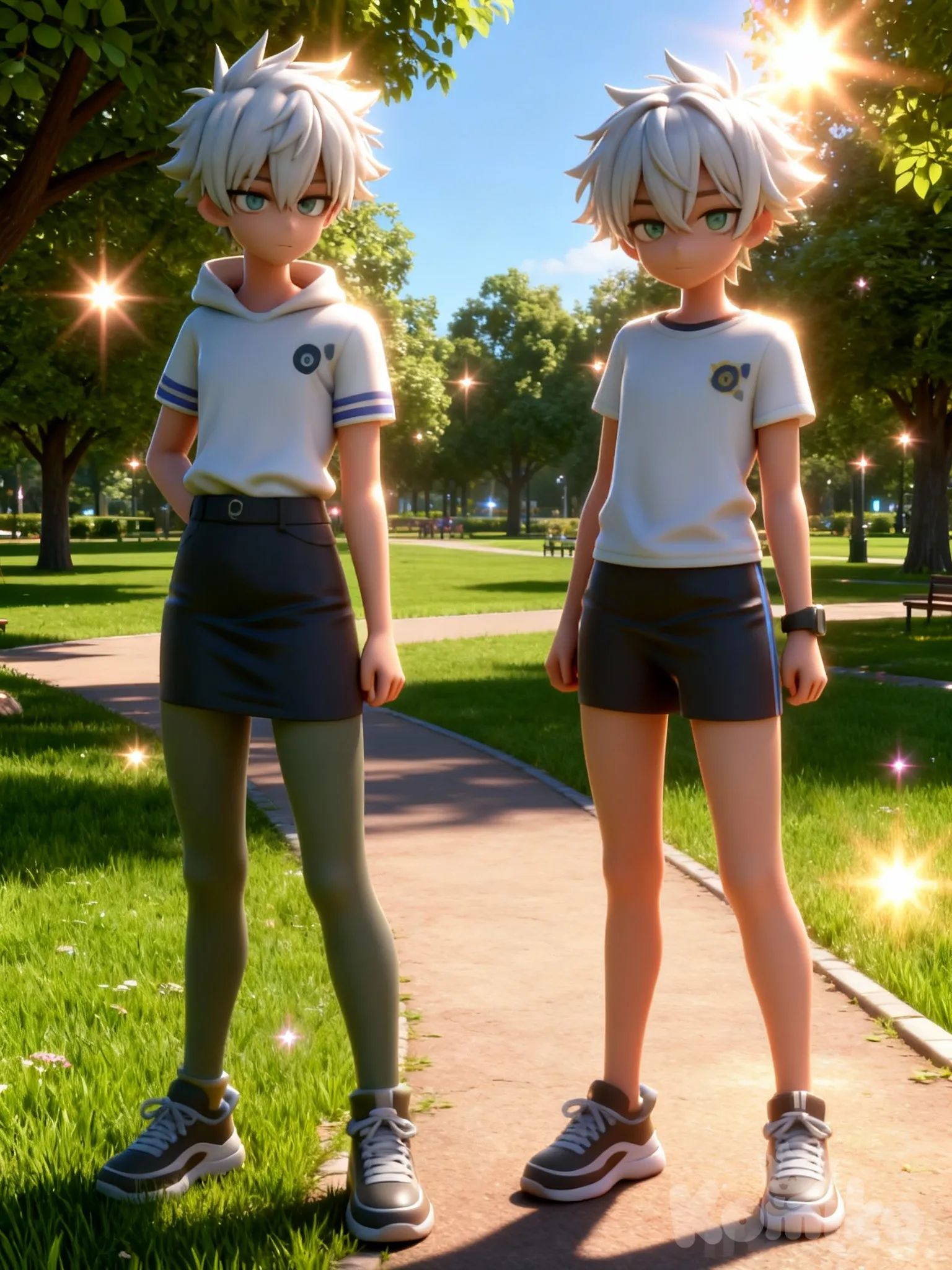 @yuki-kwQT, @fiona-MZJf, 2people, @kudo-eNZ6, @mei-80K9, @Midoriya_Izuku, @Uraraka_Ochako, @Kamado_Nezuko, [3d-anime-style], park