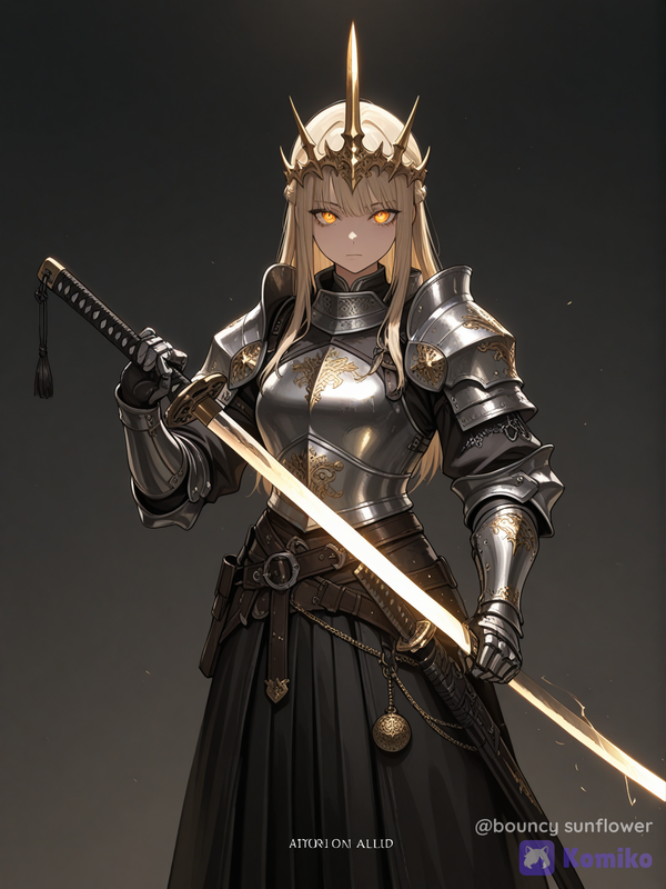 weapon, sword, katana, ornate, metallic, glowing edge, fantasy, simple background,