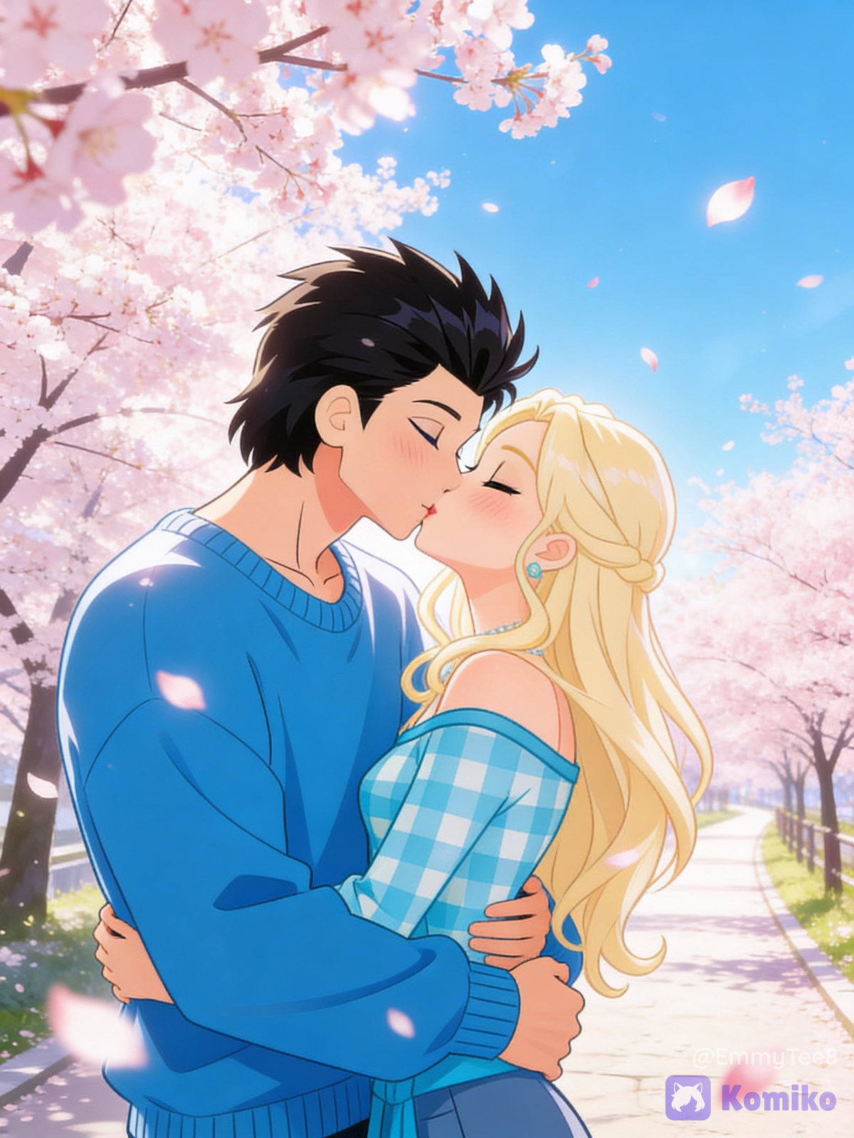 Ceire and Oren kissing