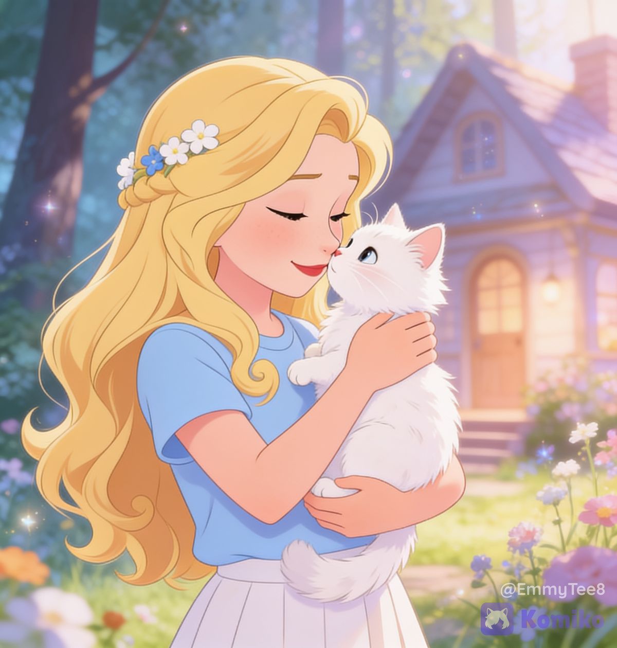Kit with her kitten familky cabin