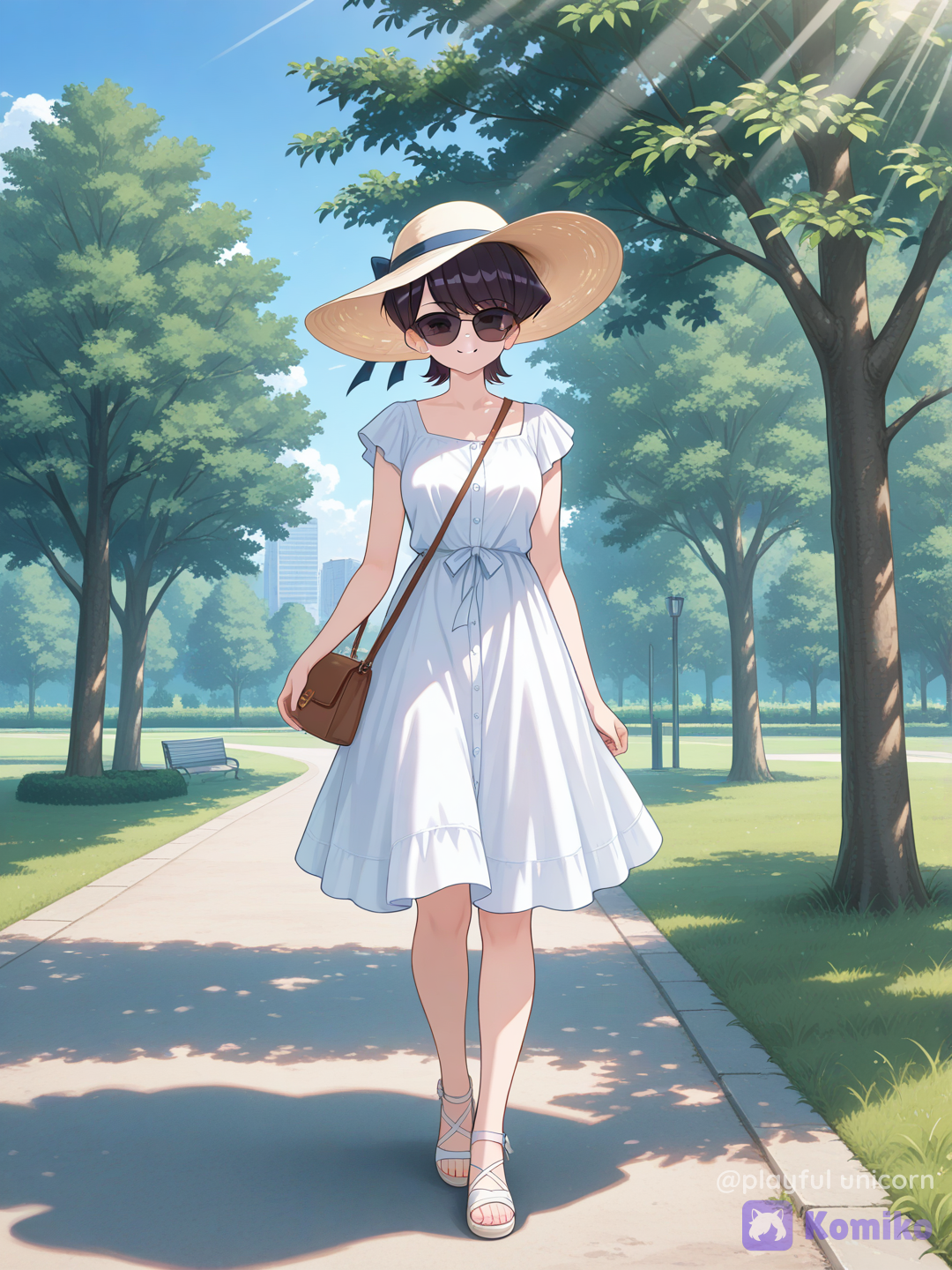 Walking through the park