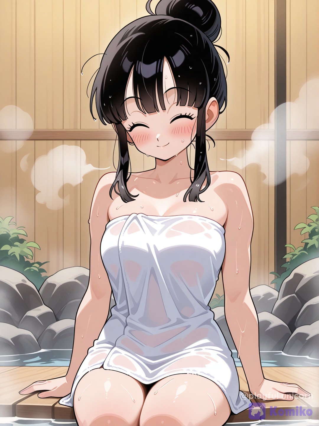 Relaxing at hotsprings 