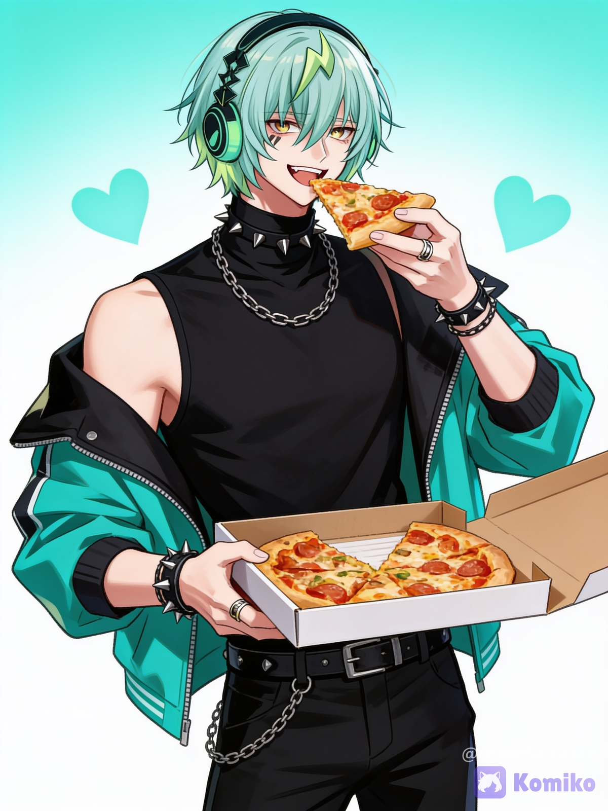 Kenta Mikoshiba eats Pizza