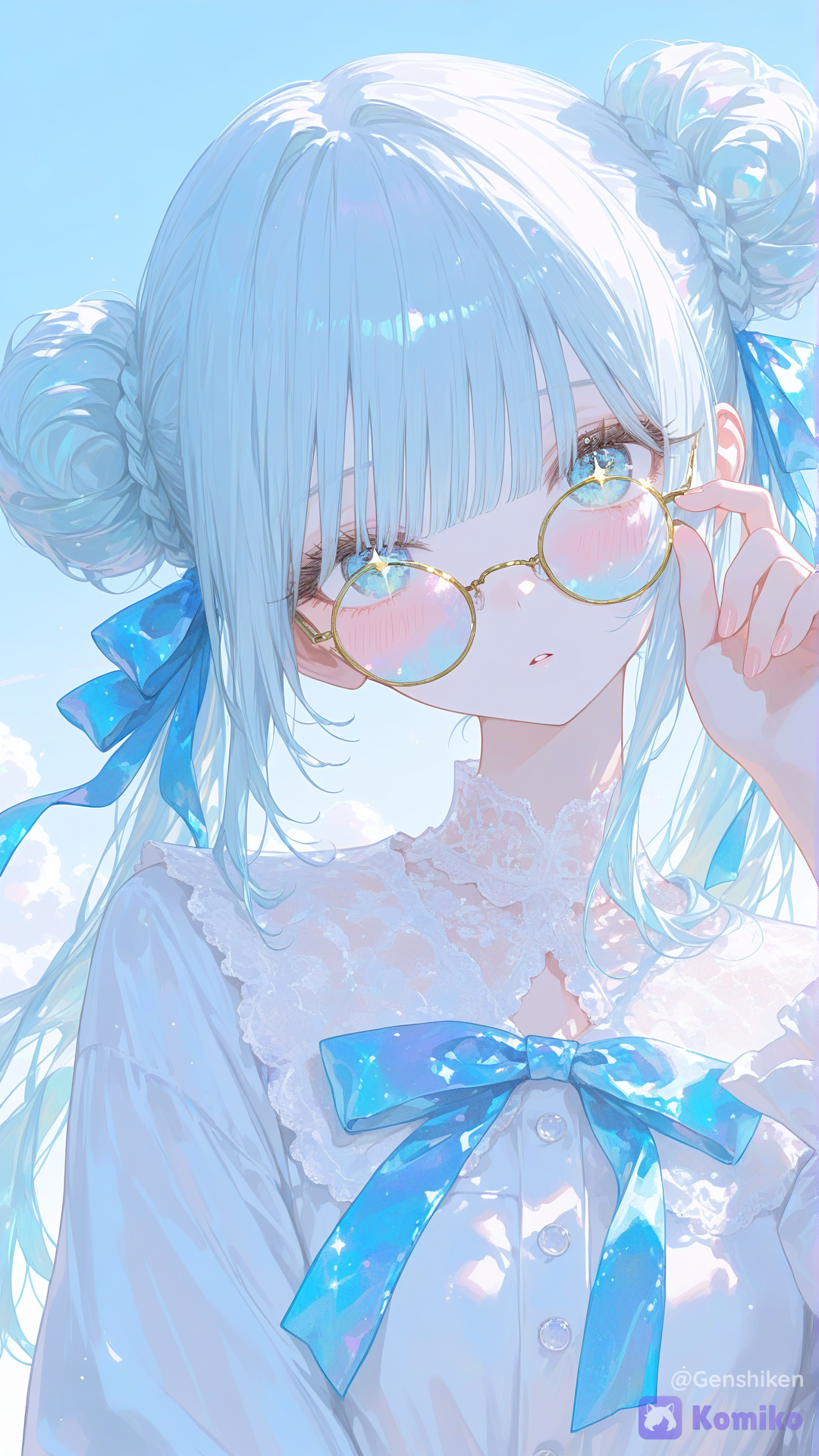 In blue