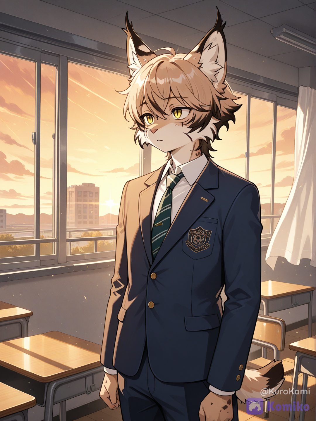 Sunset in an empty classroom.