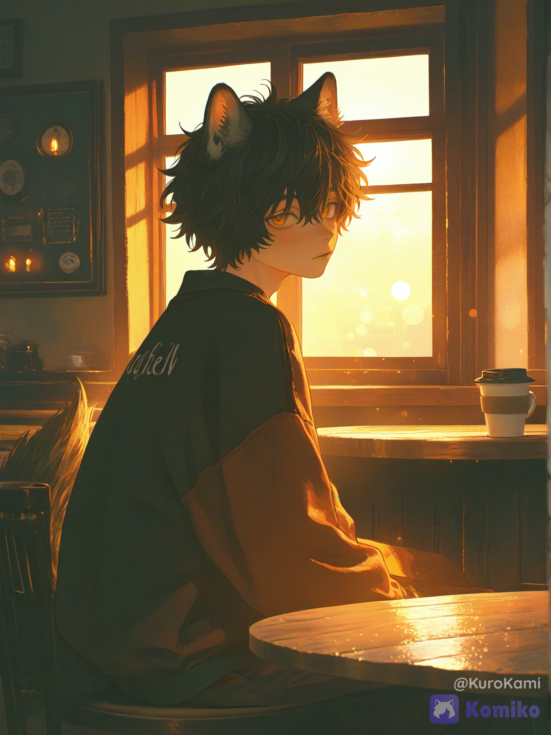 A cozy evening in a coffee shop.