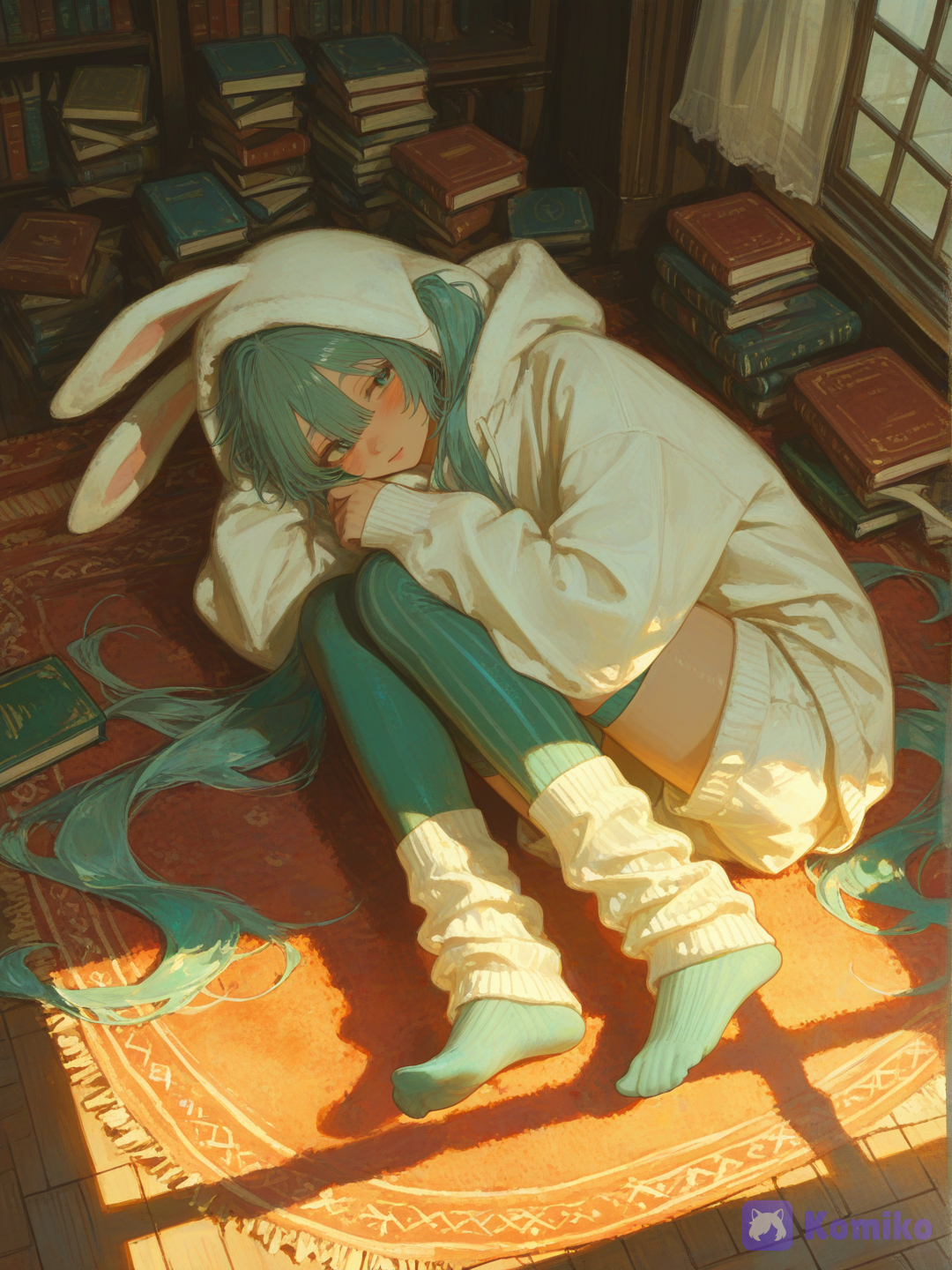 miku in library