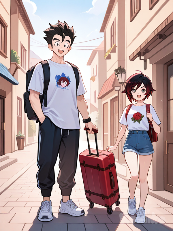 Gohan y Ruby Rose listos para ir de vacaciones