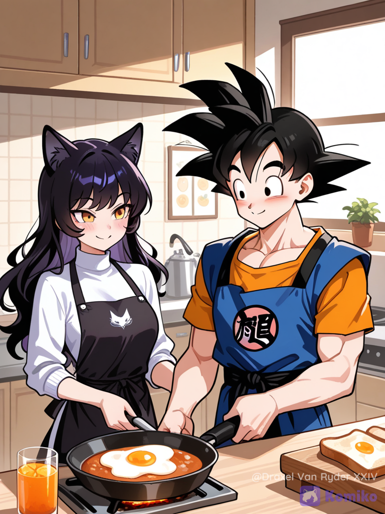 Gohan y Blake Belladonna, preparando el desayuno