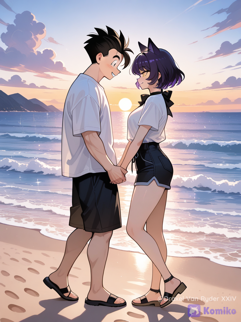 Gohan y Blake Belladonna, paseando por la playa